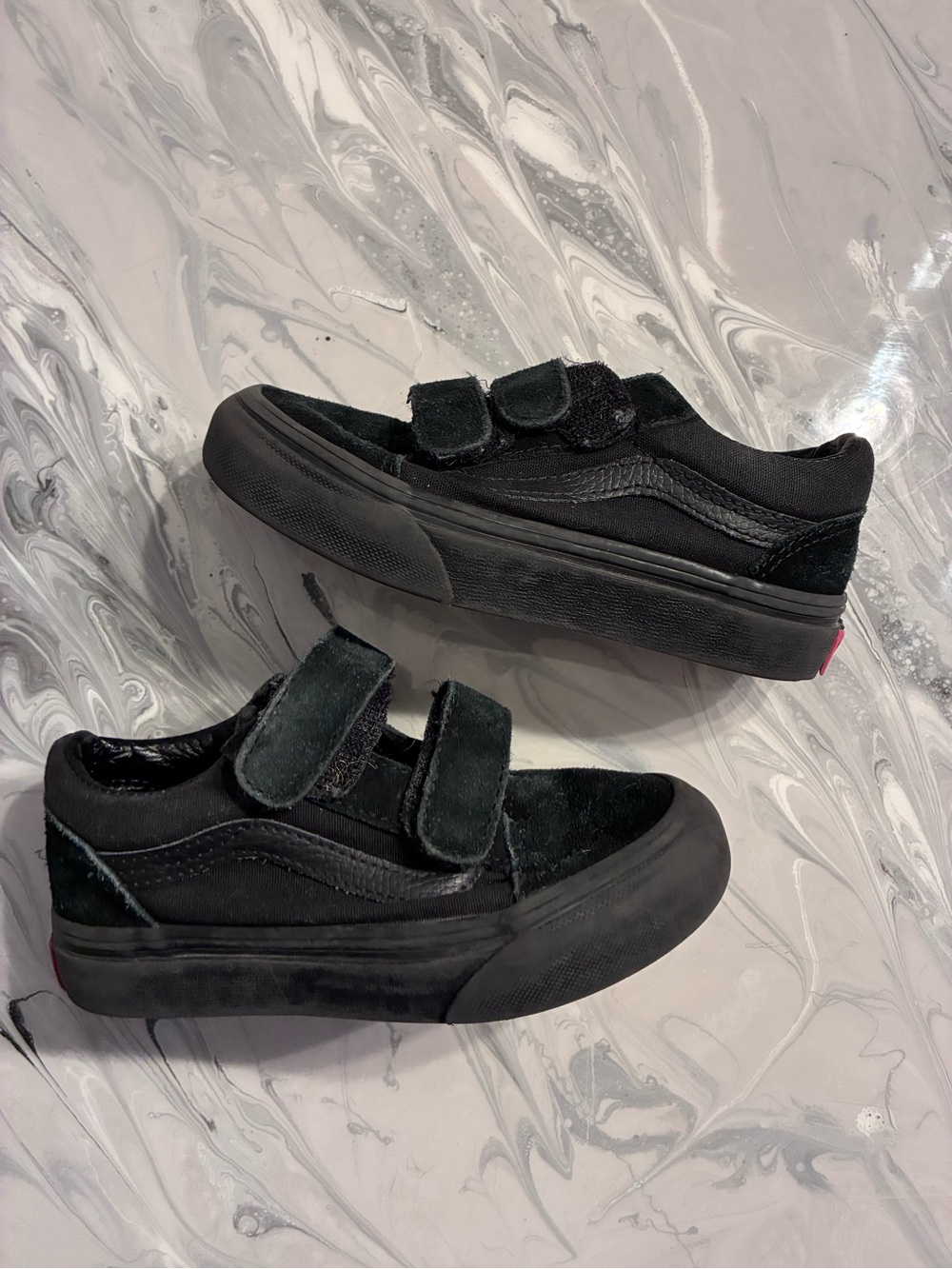 Kids Vans Black Velcro Suede Sneakers - Comfortable Everyday Shoes
